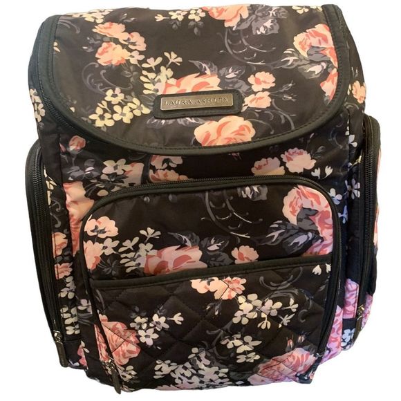 Laura Ashley Bags Laura Ashley Diaper Bag Backpack Black Pink White Floral Poshmark